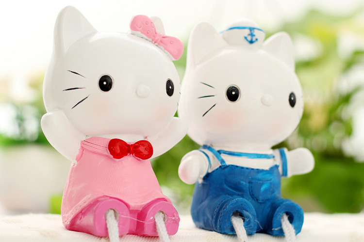 套包kitty猫情侣吊脚娃娃生日订婚结婚礼物家居装饰品摆件 1套包邮