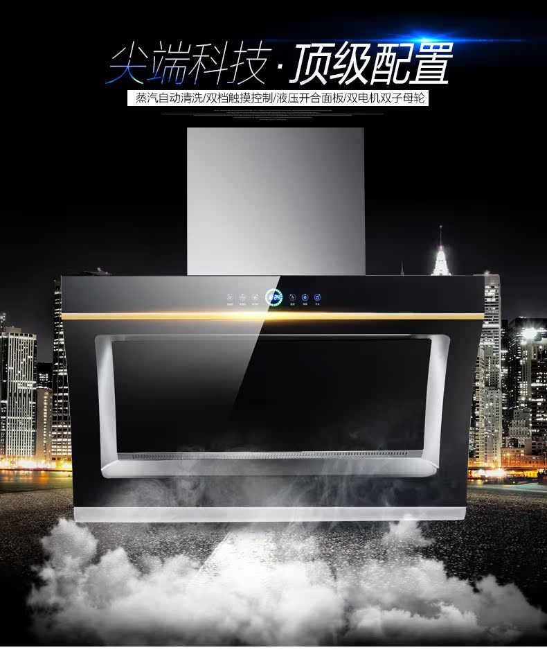 广东欧派不锈钢油烟机厨房欧式抽油烟机 批发自动清洗侧吸烟机