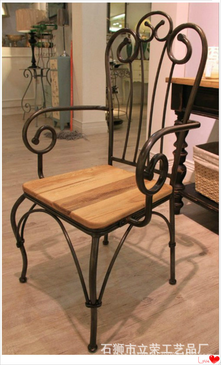 美式铁艺酒吧椅复古做旧咖啡厅休闲吧餐桌椅手靠背椅 厂家直销
