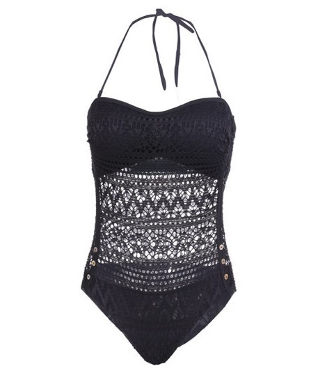 维多利亚的秘密泳衣欧美外贸原单vs连体性感黑色裸背女泳装