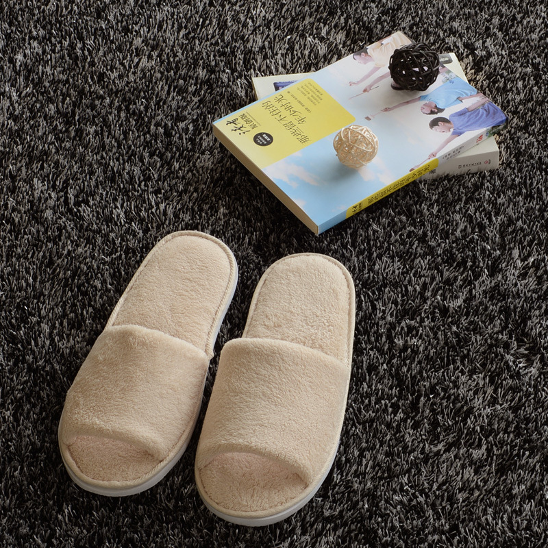 Hotel Pure White Coral Velvet Slippers Thick Bottom Non-Disposable Home Waiting Slippers 009