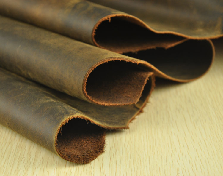 东莞厂家深咖啡色水牛皮疯马皮 头层整张疯马皮 真皮皮料量大从优