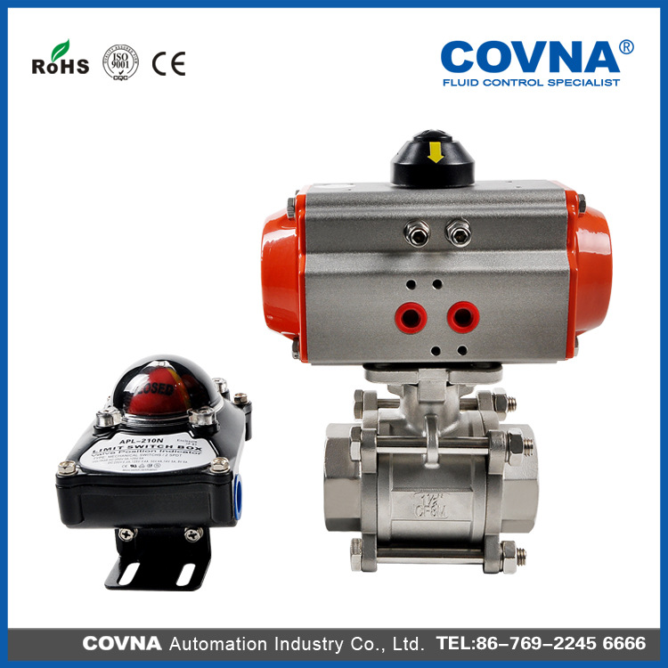 厂家直销不锈钢三片式球阀  气动丝扣不锈钢球阀