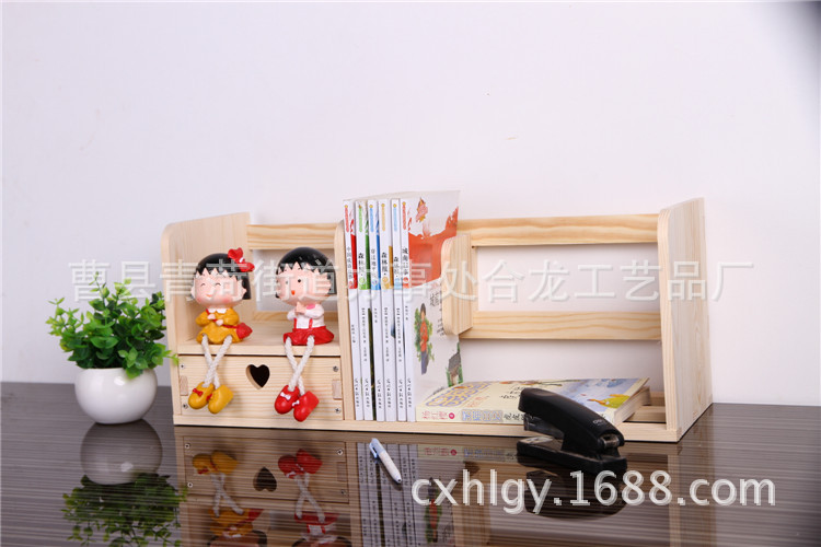 Paulownia Primary Color Student Bookcase Bookshelf Wooden Single-Layer Drawer Bookshelf Wooden Table