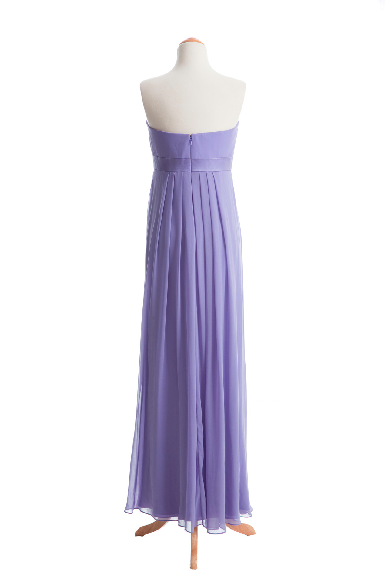 雪青色抹胸高腰长款雪纺晚礼服齐地伴娘团礼服姐妹裙外贸工厂批发