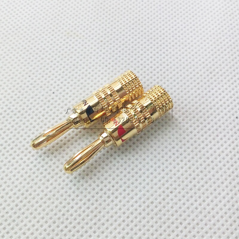 亮金中道十字铝壳香蕉插头 纯铜镀金亮金日本中道香蕉装配头