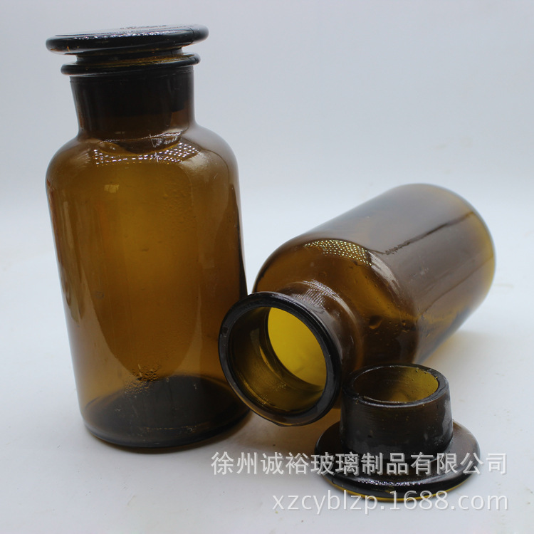 1000ml棕色大口试剂瓶 药品包装瓶 取样瓶 磨砂口密封瓶厂家直销