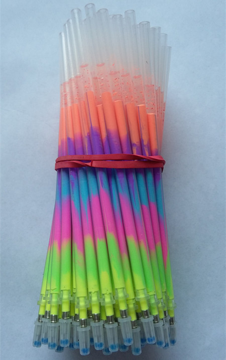 厂家直销彩色荧光笔芯 彩虹笔芯 闪光笔芯 中性笔芯 水粉笔芯特价