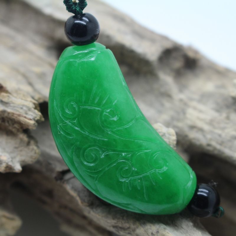 高仿缅甸翡翠干青仿古如意玉石吊坠 事事如意男女款挂件挂饰饰品