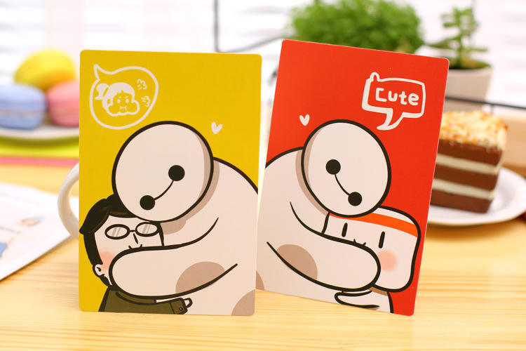 个性创意明信片定制 可爱大白diy超能陆