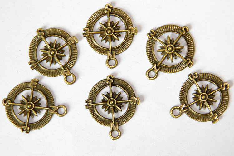 印象树 古铜色圆环指南针形小挂件吊坠十字船锚 diy手工配件