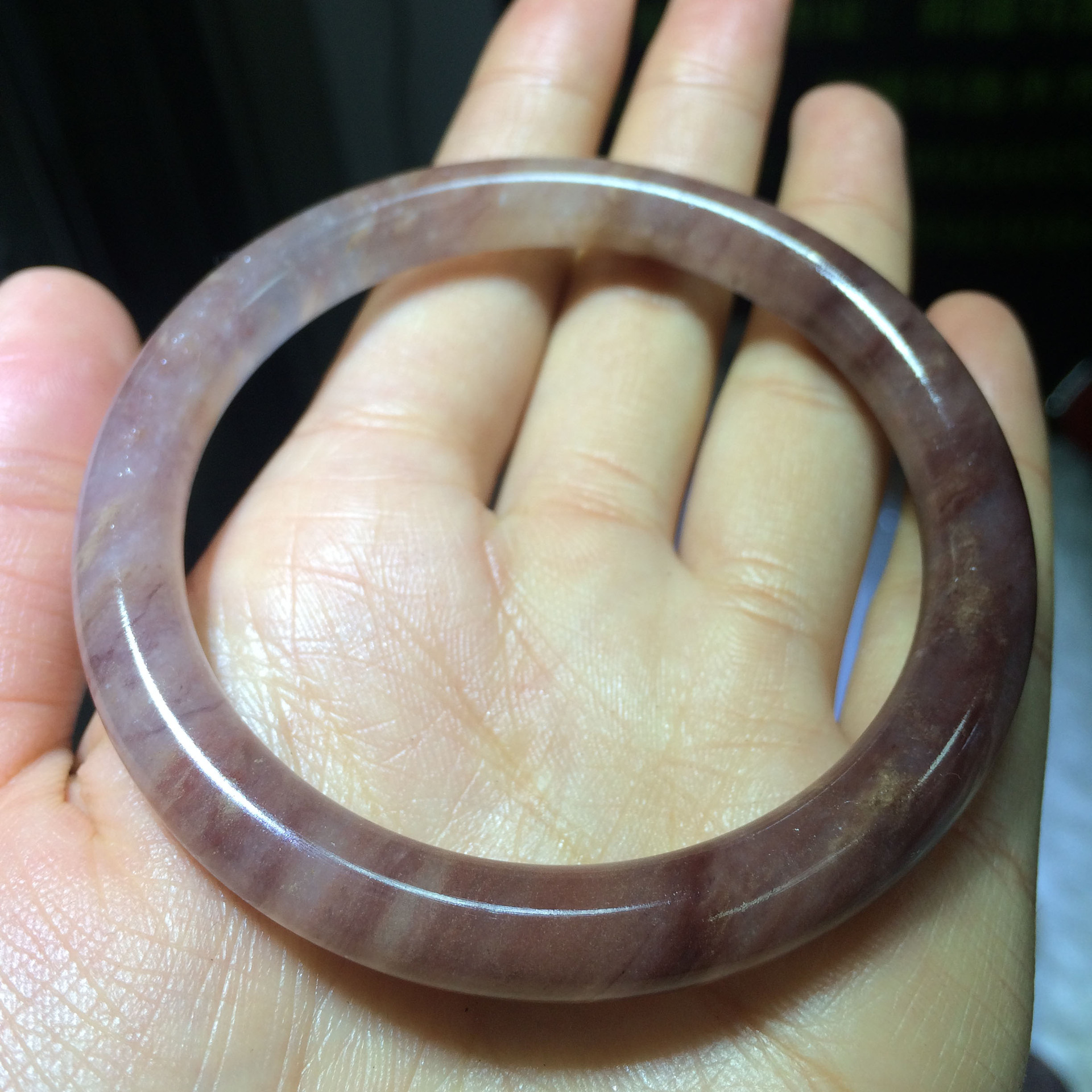 大美新疆 金丝玉 紫罗兰系 圆条手镯 厂家直发