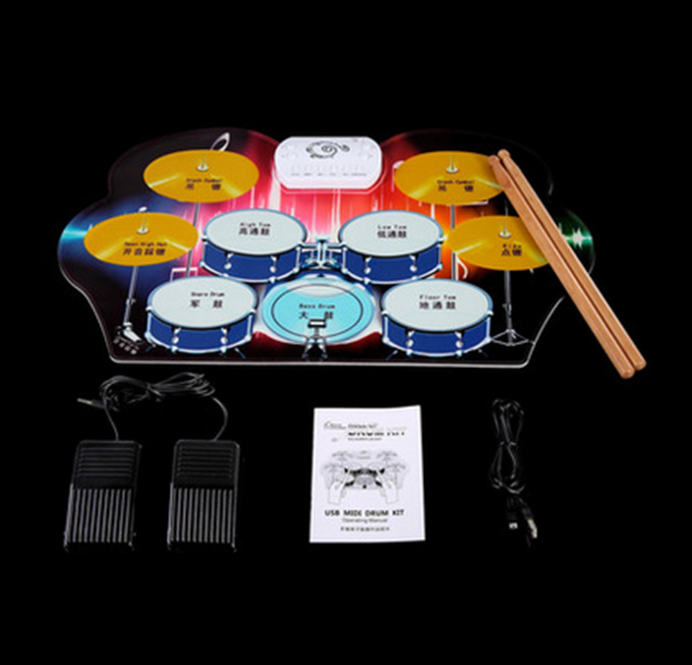 直销手卷架子鼓便携式模拟爵士鼓儿童初练习架子鼓成人智能电子鼓