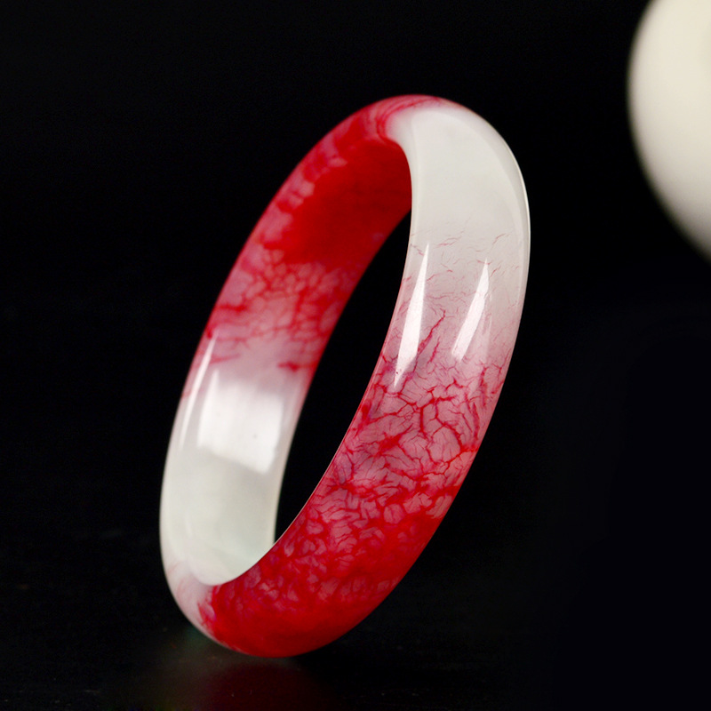 厂家直销 天然a货 精美岫玉凤血石女士手镯玉镯子特价