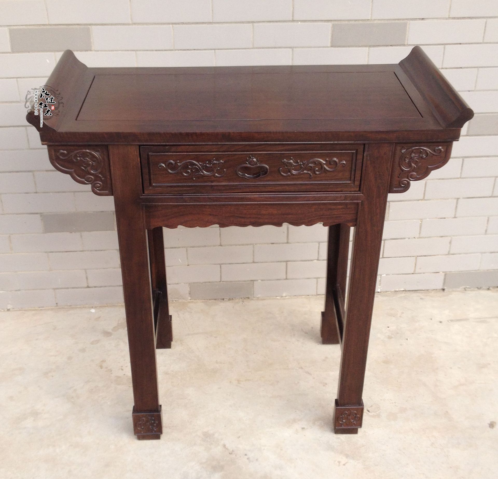 新款非洲黒枝木带抽翘头贡桌 神台 条案 香案 仿古风化