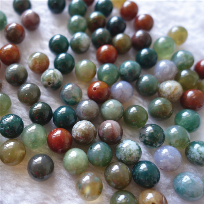 8mm半孔天然七彩玛瑙 印度玛瑙圆珠耳环diy饰品配件