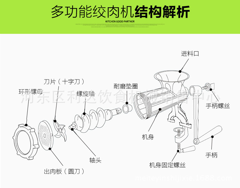 家用大号灌肠机12型铝合金不锈钢绞肉机手动小型碎肉香肠机手摇