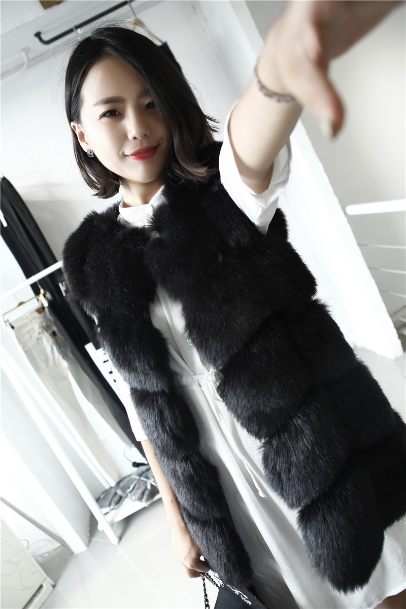 皮草马甲2016秋冬新款中长款皮草马甲仿