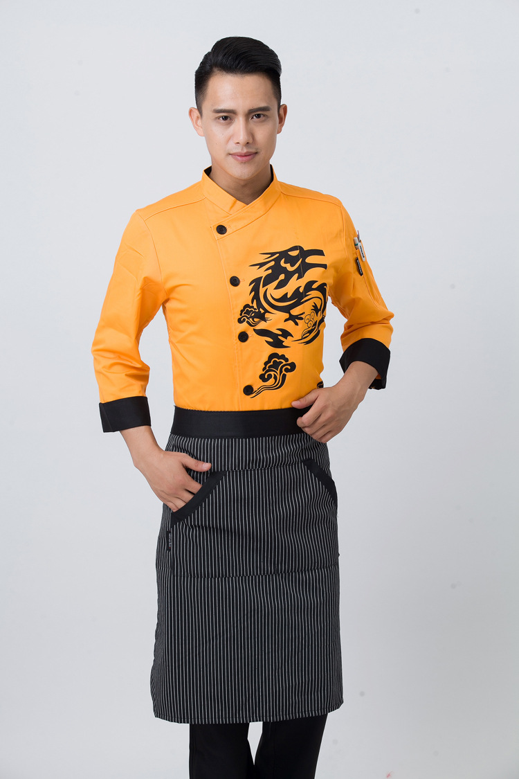新款 冬季长袖厨师服 定制高档酒店厨房工作服厨师长服装 logo