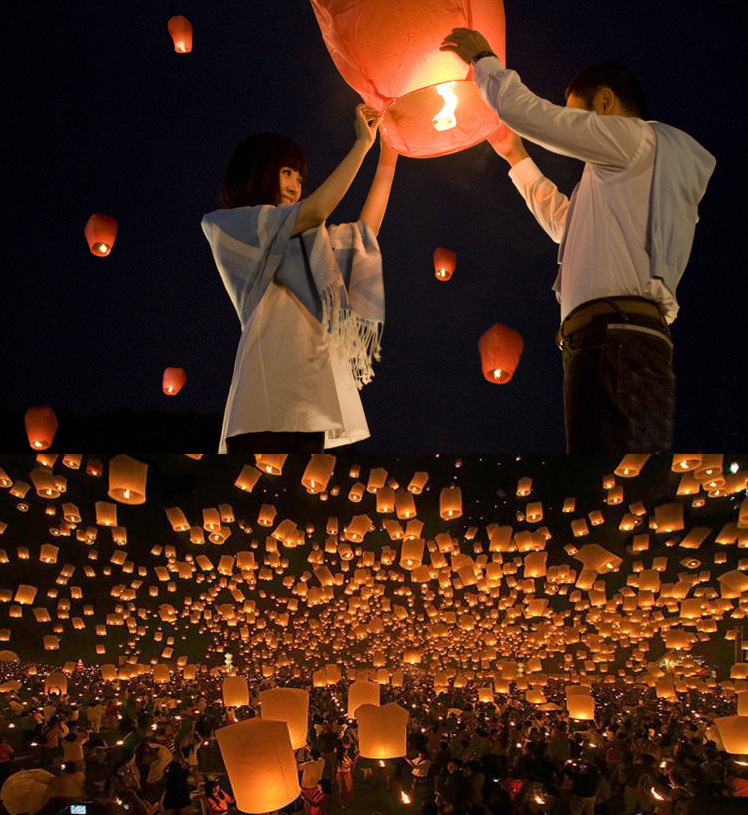 春节热卖孔明灯批发许愿天灯 卡通爱情多款图案祝福灯款式混批