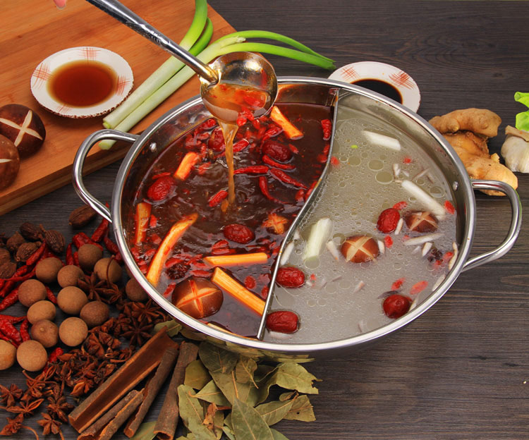 无磁不锈钢锅 全钢清汤锅/鸳鸯火锅 特加厚二味格锅0.6厚小肥羊锅