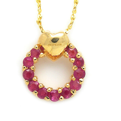 d245贵菲尔珠宝 925银镀黄金红宝石吊坠