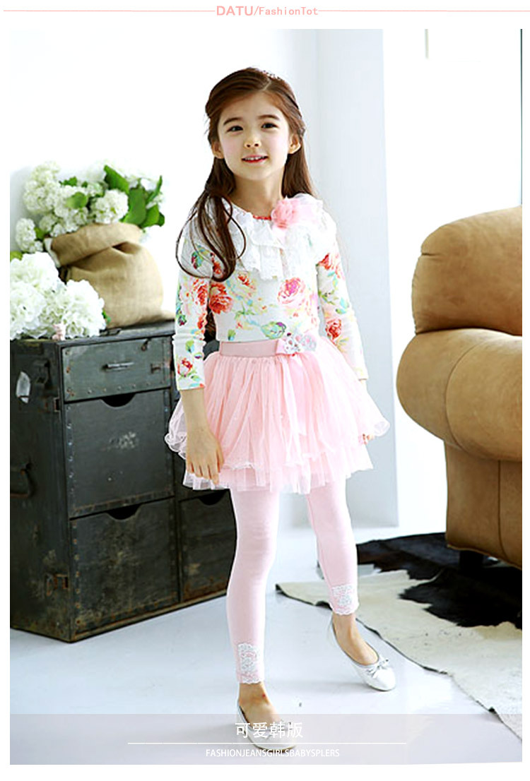 2018新品春款女童裤子公主蕾丝百搭儿童裙裤 外贸原单女童裙裤