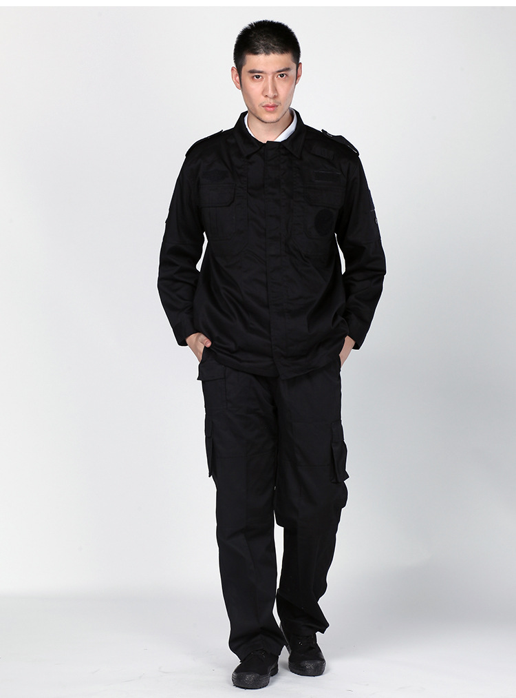 厂家批发99黑色保安冬长袖战训服作训服 保安服物业劳保工作服