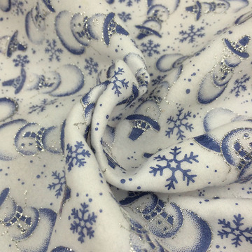 亮片雪花圣诞老人圣诞节装饰布料单面绒喷金压花面料-阿里巴巴