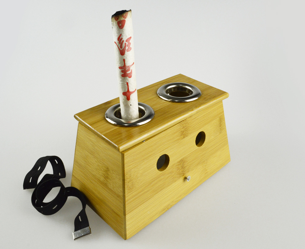 精品长方形竹制两孔艾灸盒 3cm大孔保健养生灸温灸盒器具