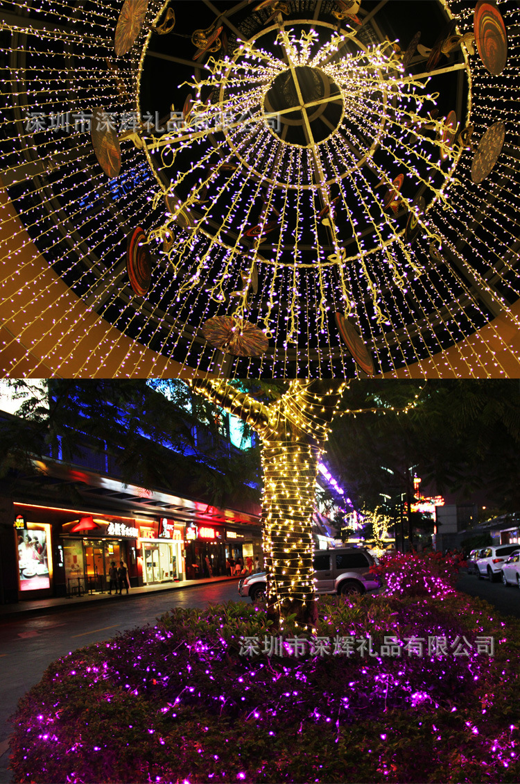 led小彩灯10米100头带尾插 可以接10串左右 橱窗装饰店面庭院星星