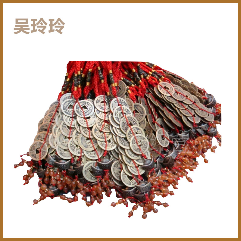 Factory direct supply of metal coins crafts five lucky evil hanging red knot on coins