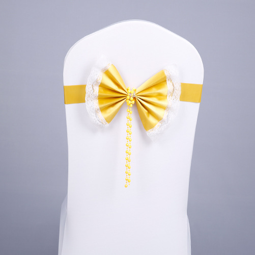 婚庆蝴蝶结免系蝴蝶结椅带弹力椅套椅背花酒店飘带缎带婚庆道具