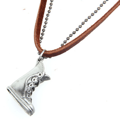 欧美时尚皮项链 非主流另类休闲风格皮靴坠子皮绳项链