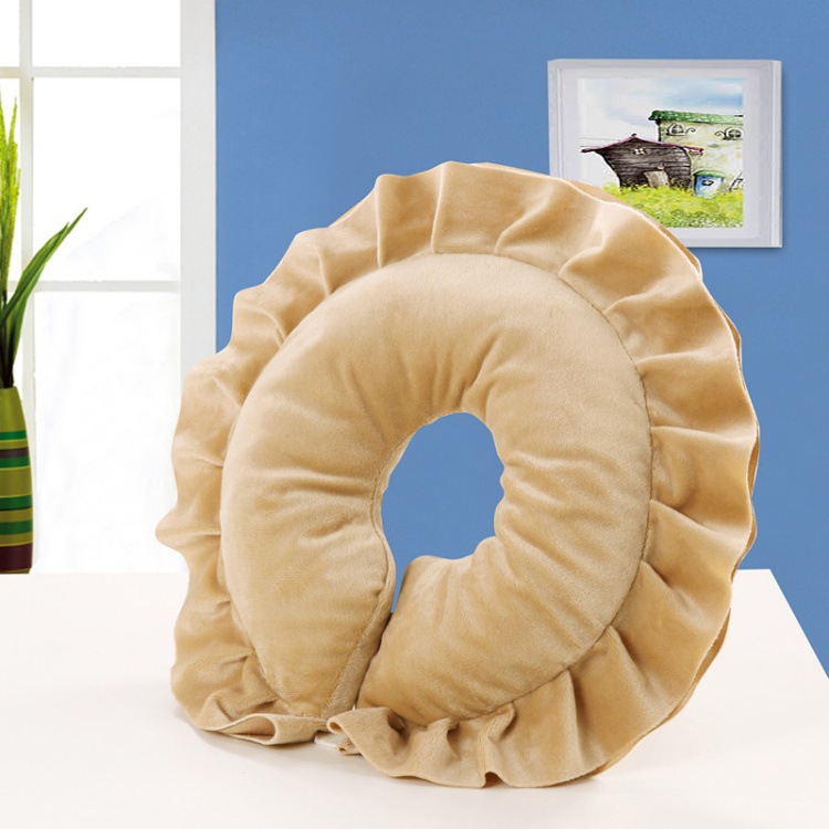 美容院趴枕 按摩美体熏蒸垫脸圆型花边枕头 午睡u型护颈 厂家批发