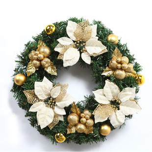 韩版30cm/45cm/50cm/60cm金色圣诞花装饰圣诞花环 圣诞节装饰品