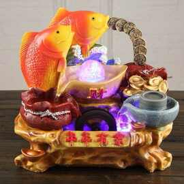 新品 义乌厂家批发 树脂工艺品 荷花流水喷泉 风水轮鱼池水景摆件
