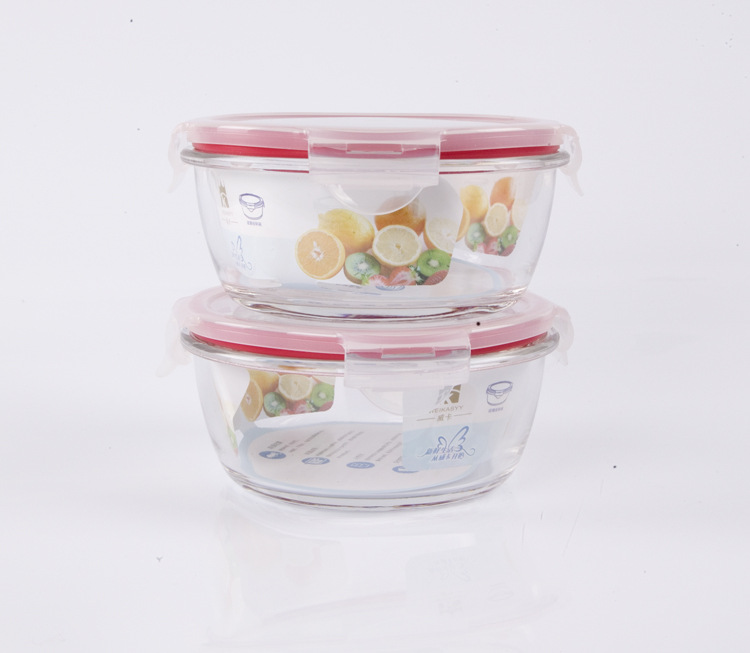 创意耐热玻璃保鲜碗580ml 透明乐扣微波炉保鲜盒 学生饭盒批发