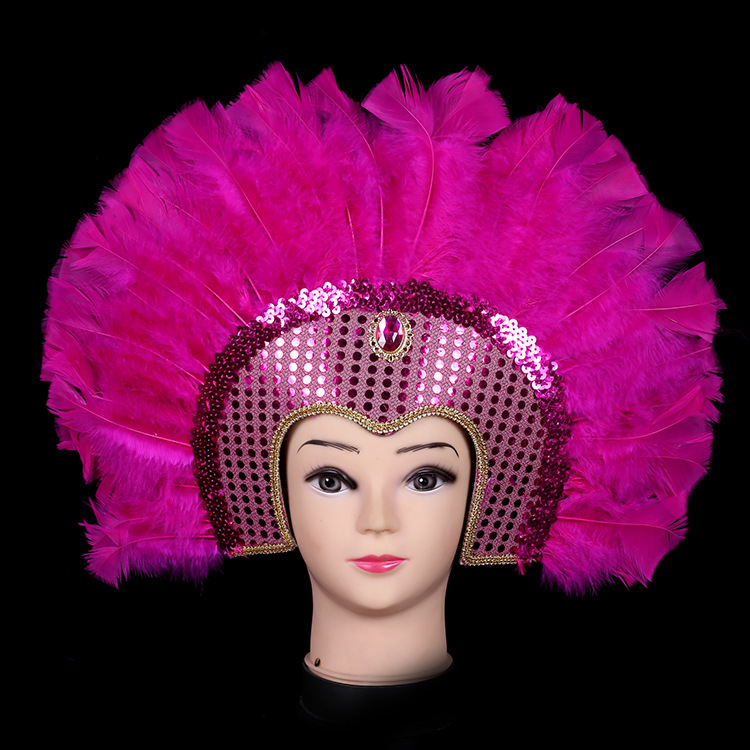 印第安人头饰头带化装舞会派对头饰野人头饰土著羽毛头饰亮片头饰