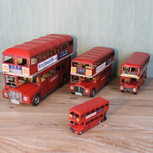1954年英国伦敦红色双层巴士 手工复古铁皮车模 多型号可选