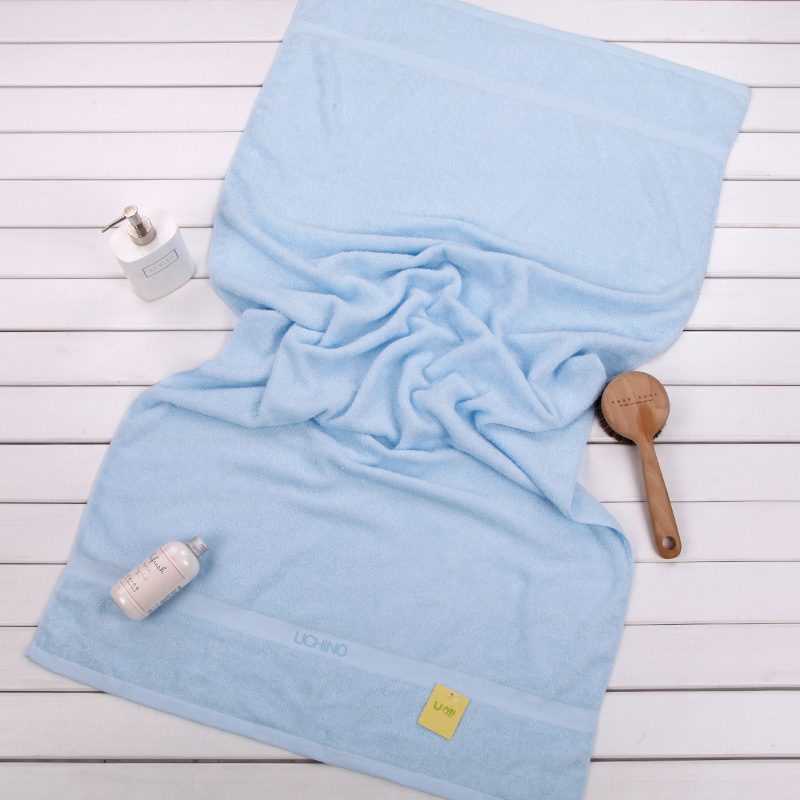内野uchino系列素色绣字浴巾 纯棉大浴巾 全棉浴巾 成人 柔软吸水