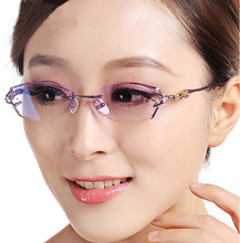 近视抗眼镜丹阳眼镜近视切边眼镜无框眼镜架韩国款钻石切边眼镜
