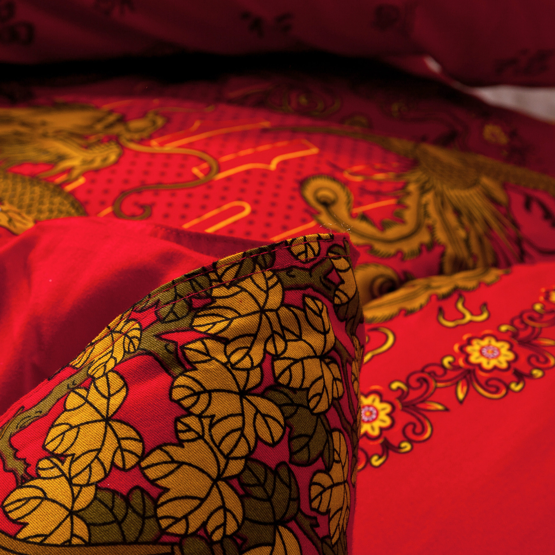 梦原家纺 特价婚庆百子被加厚化纤被子 拿样加工定制 全棉被子冬