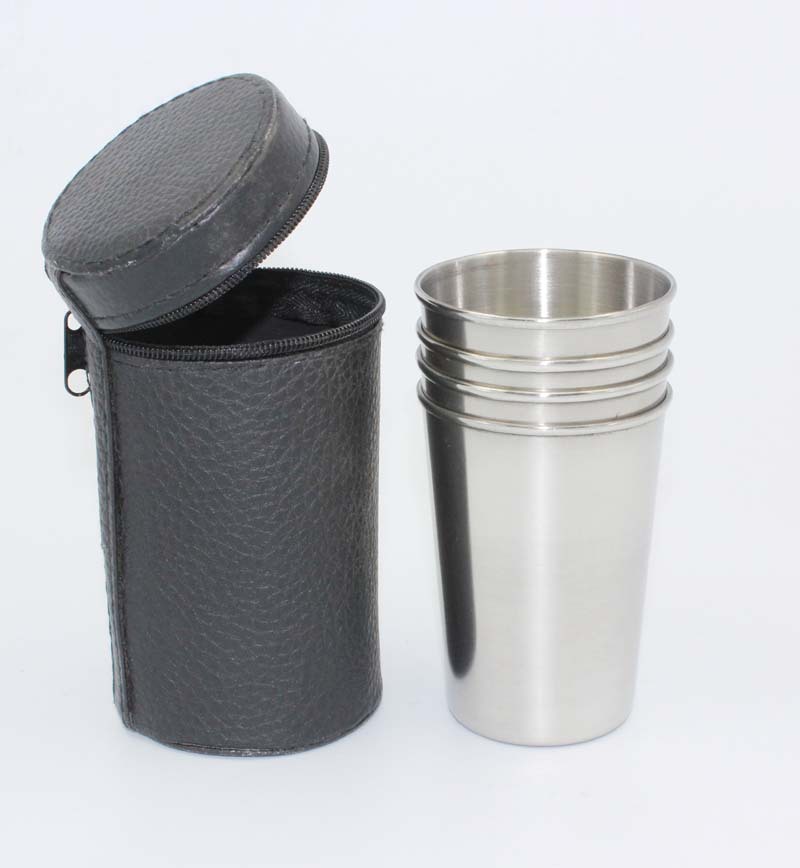 不锈钢酒杯 小酒具 150毫升 3两烈酒杯 送礼佳品4杯装送杯套