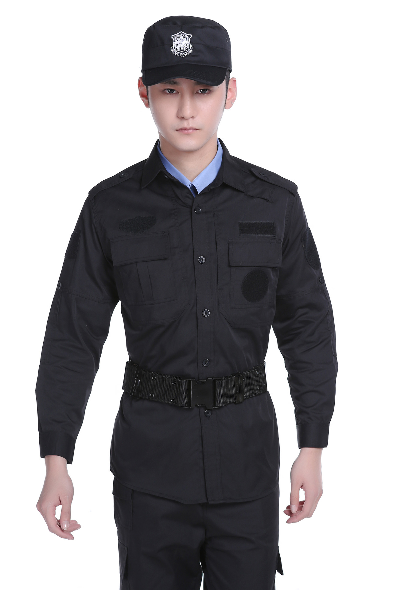 新款保安春秋服 黑色保安套装长袖特训服 保安制服厂家直供