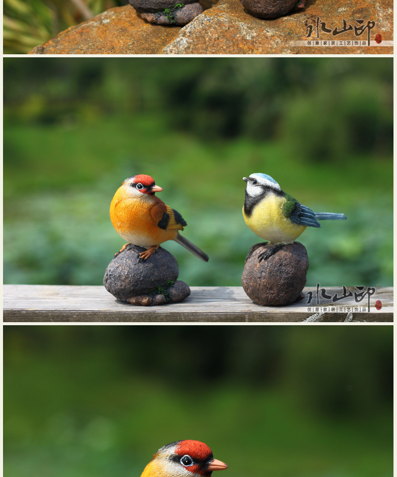 花园办公室家居装饰品创意工艺礼品 儿童礼物小鸟招财摆件包邮