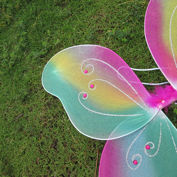 彩色点钻蝴蝶翅膀 单个彩虹天使翅膀 圣诞派对化妆服饰道具