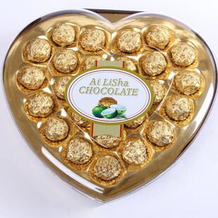 新款巧克力礼盒 二十四粒爱丽莎心形礼盒228克果仁巧克力礼盒装