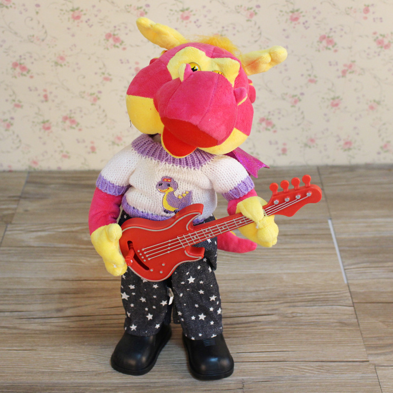 新款毛绒电动玩具兔龙公仔电动音乐兔龙唱歌跳舞毛绒玩具生日礼物