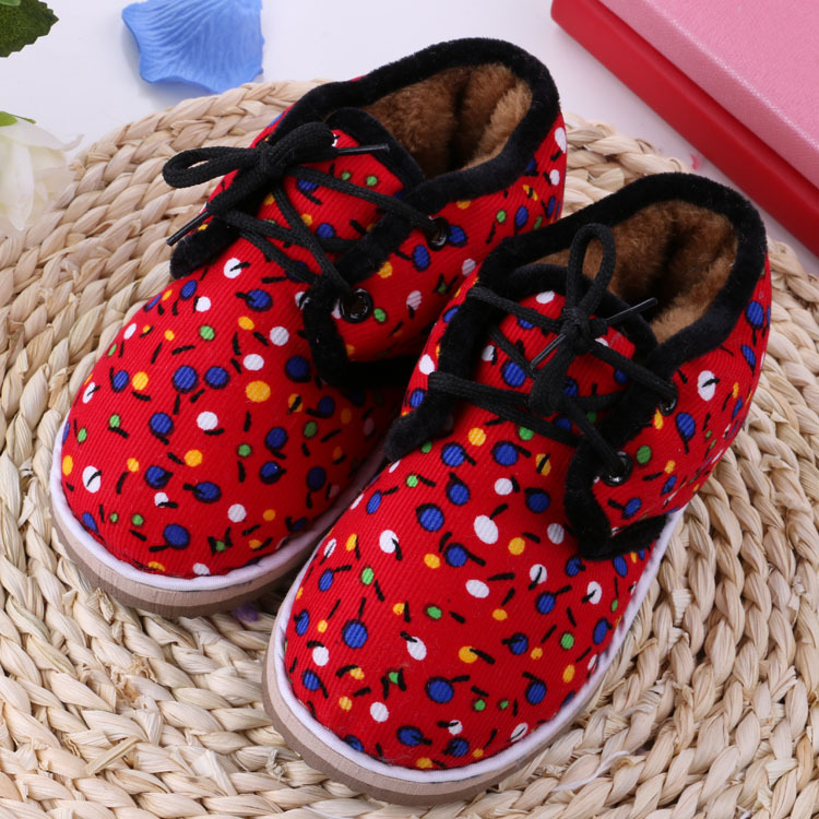2015冬季儿童黑色碎花保暖棉鞋 厂家专业生产儿童棉鞋棉拖鞋 特价